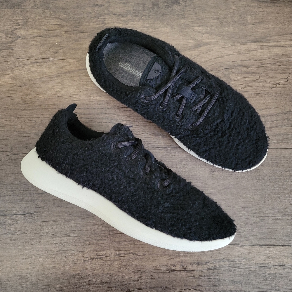 Black Allbirds Wool Runner Fluffs Fleece Sneakers Size 9